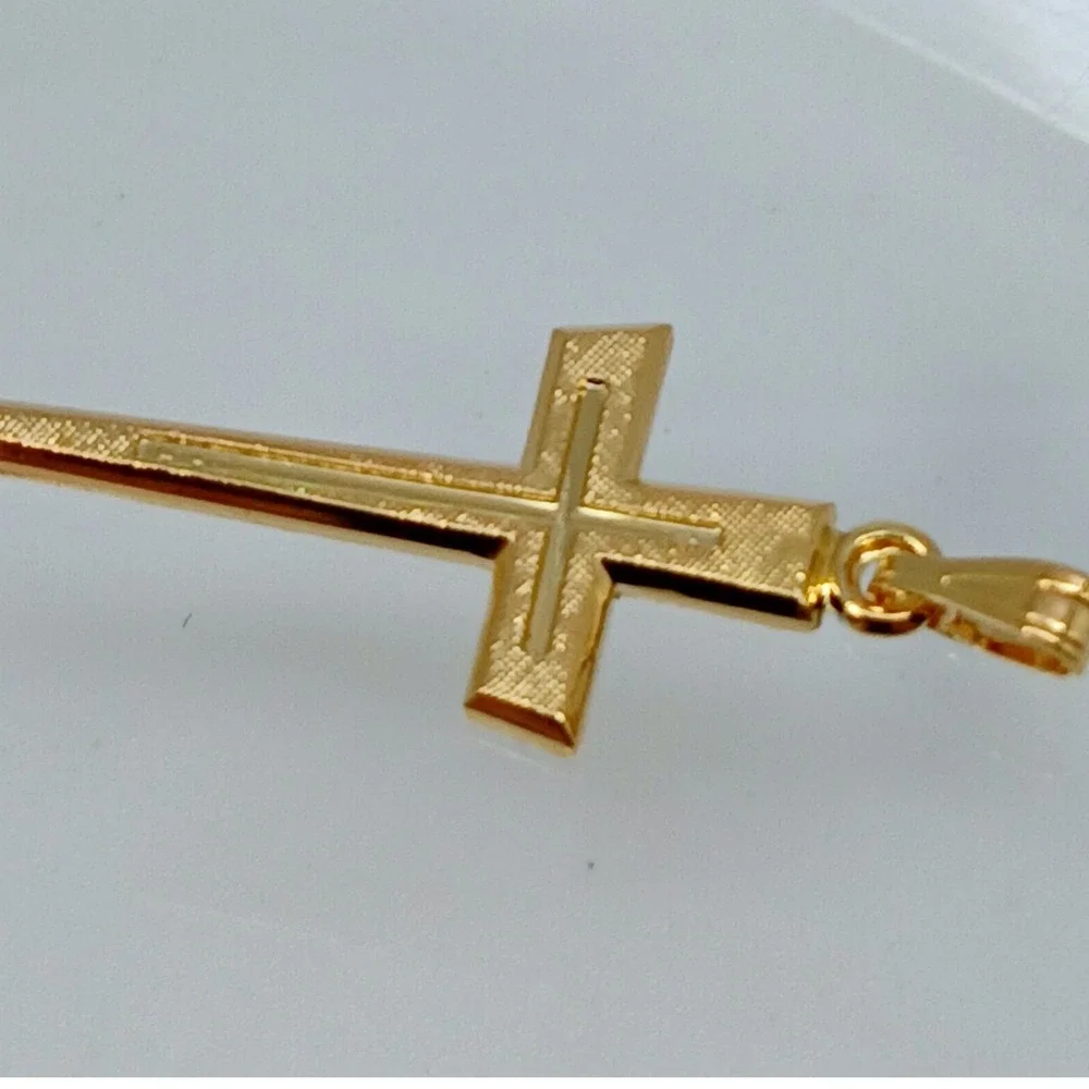 Karatbond Vintage Y2K Textured Gold Double Cross Pendant Made USA New Old Stock